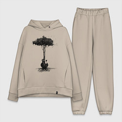 Женский костюм оверсайз Гитарное дерево, цвет: миндальный