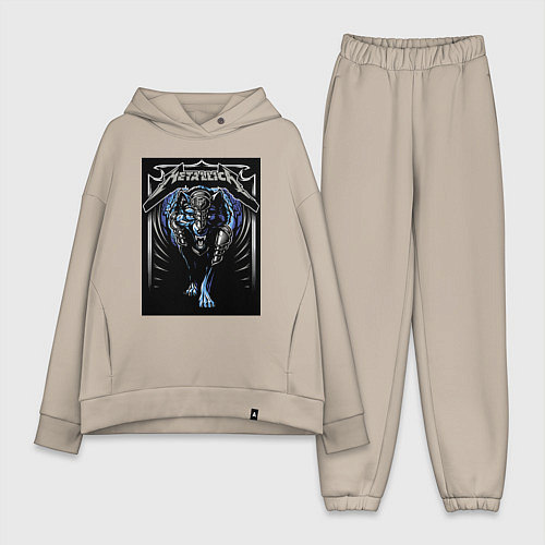Женский костюм оверсайз Metallica thrash metal style - wolf / Миндальный – фото 1