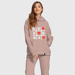 Женский костюм оверсайз Крестики нолики, цвет: пыльно-розовый — фото 2