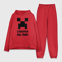Женский костюм оверсайз Creeper Aw Man, Майнкрафт мем, цвет: красный