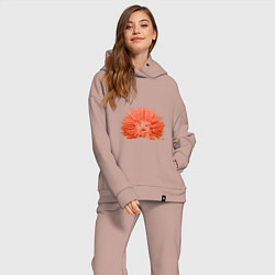 Женский костюм оверсайз Сartoon monster fluffy orange, цвет: пыльно-розовый — фото 2