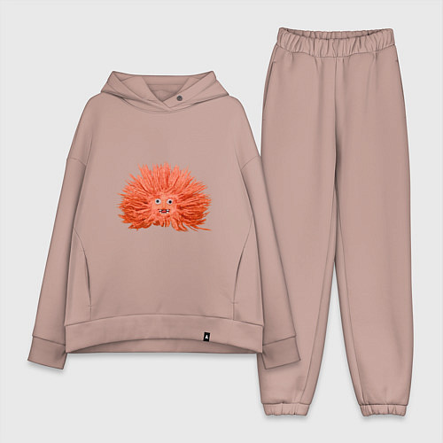Женский костюм оверсайз Сartoon monster fluffy orange / Пыльно-розовый – фото 1
