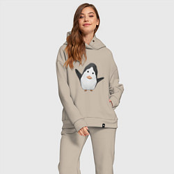 Женский костюм оверсайз Cartoon penguin, цвет: миндальный — фото 2