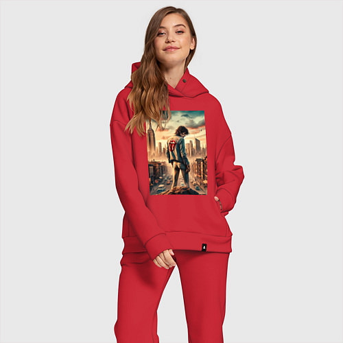Женский костюм оверсайз Mick Jagger is the world legend / Красный – фото 2