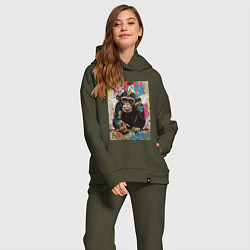 Женский костюм оверсайз Monkey color, цвет: хаки — фото 2