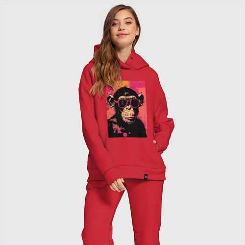 Женский костюм оверсайз Крутая обезьянка / Красный – фото 2