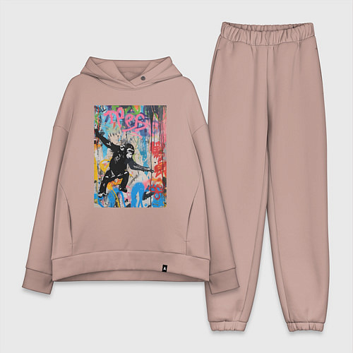 Женский костюм оверсайз Monkey graffiti / Пыльно-розовый – фото 1