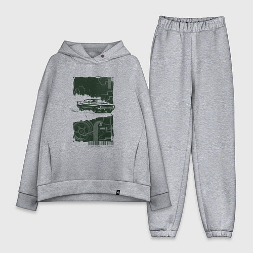 Женский костюм оверсайз Спорткар в гранж стиле / Меланж – фото 1