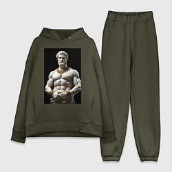 Женский костюм оверсайз Античный герой с цепочкой, цвет: хаки