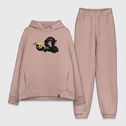 Женский костюм оверсайз Мартышка с бананом, цвет: пыльно-розовый