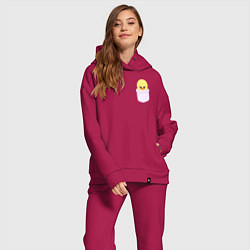 Женский костюм оверсайз BbokAri in pocket, цвет: маджента — фото 2