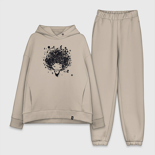 Женский костюм оверсайз Девчонка милашка / Миндальный – фото 1