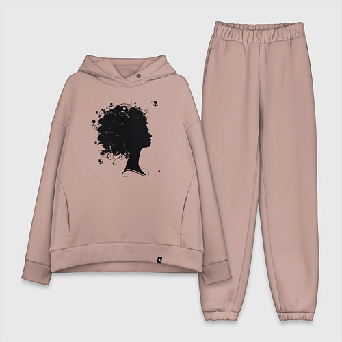 Женский костюм оверсайз Girl flowers / Пыльно-розовый – фото 1