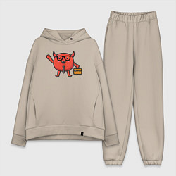 Женский костюм оверсайз Офисный дьяволёнок, цвет: миндальный