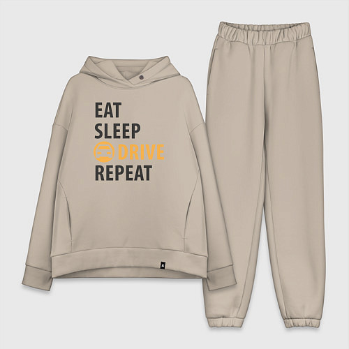 Женский костюм оверсайз Есть спать ехать / Миндальный – фото 1