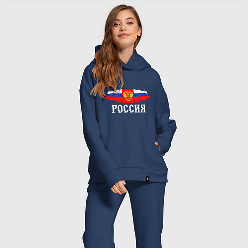 Женский костюм оверсайз Флаг и герб российской федерации: россия / Тёмно-синий – фото 2