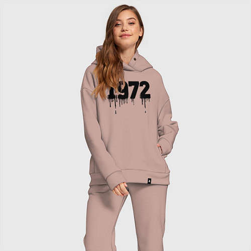 Женский костюм оверсайз 1972 год растекшейся краской / Пыльно-розовый – фото 2