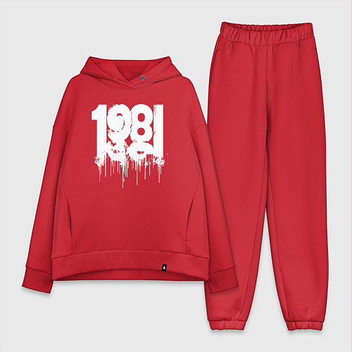 Женский костюм оверсайз 1984 белые капли / Красный – фото 1