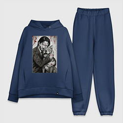 Женский костюм оверсайз Джон Уик постер, цвет: тёмно-синий