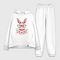 Женский костюм оверсайз Розовая зайка с бубльгумом, цвет: белый