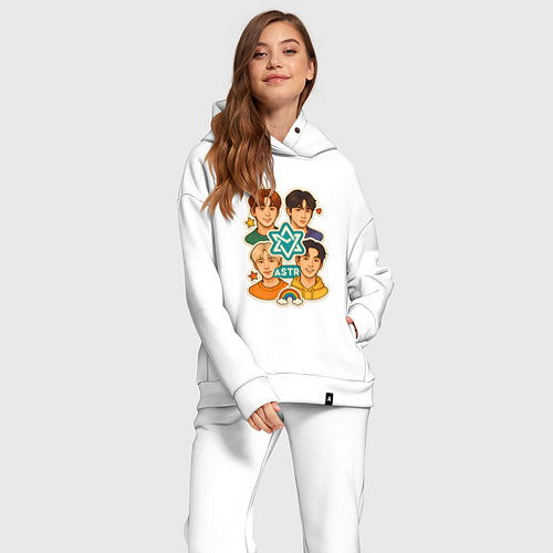 Женский костюм оверсайз Astro в виде стикеров / Белый – фото 2