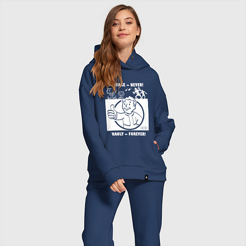 Женский костюм оверсайз Поверхность никогда - убежище навсегда / Тёмно-синий – фото 2