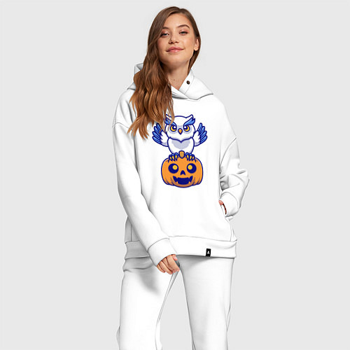 Женский костюм оверсайз Halloween owl / Белый – фото 2