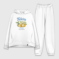 Женский костюм оверсайз Лимоны на тарелке, цвет: белый