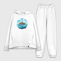 Женский костюм оверсайз Маяк на острове, цвет: белый