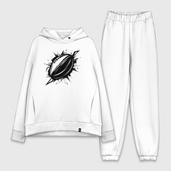 Женский костюм оверсайз Мяч для геби черной краской, цвет: белый