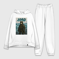 Женский костюм оверсайз ВМФ волк на корабле, цвет: белый