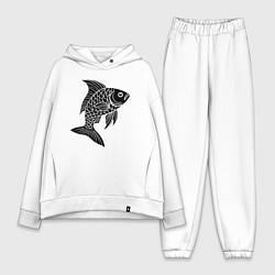 Женский костюм оверсайз Чешуйчатая рыба, цвет: белый