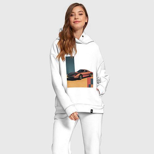 Женский костюм оверсайз Ретрофутуризм спорткар поп-арт 1970-е / Белый – фото 2