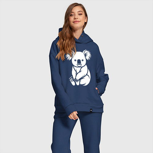 Женский костюм оверсайз Коала в стиле минимализм / Тёмно-синий – фото 2