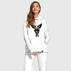 Женский костюм оверсайз Крылатая корова, цвет: белый — фото 2