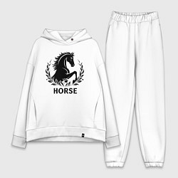 Женский костюм оверсайз Лошадь в лавровом венке, цвет: белый