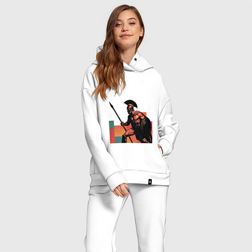 Женский костюм оверсайз Спартанец поп-арт / Белый – фото 2