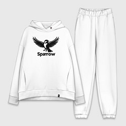 Женский костюм оверсайз Летящий черный воробей