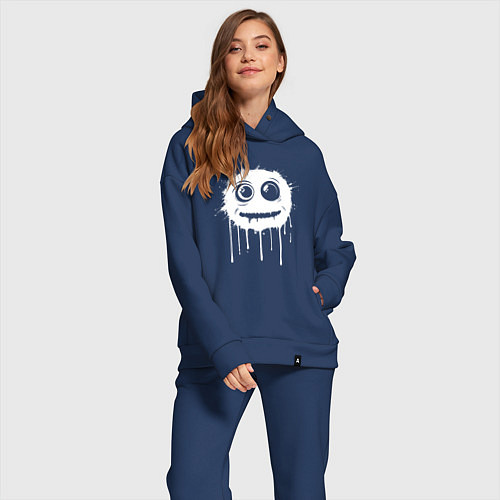 Женский костюм оверсайз Безумный смайл / Тёмно-синий – фото 2