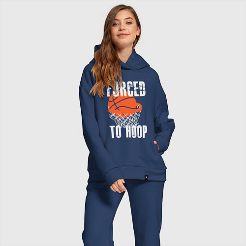 Женский костюм оверсайз Forced to hoop / Тёмно-синий – фото 2