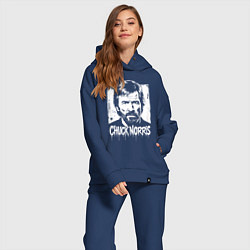 Женский костюм оверсайз Чак Норрис в стиле стрит-арт, цвет: тёмно-синий — фото 2