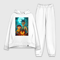 Женский костюм оверсайз Rick and Morty with pumpkin - halloween night, цвет: белый
