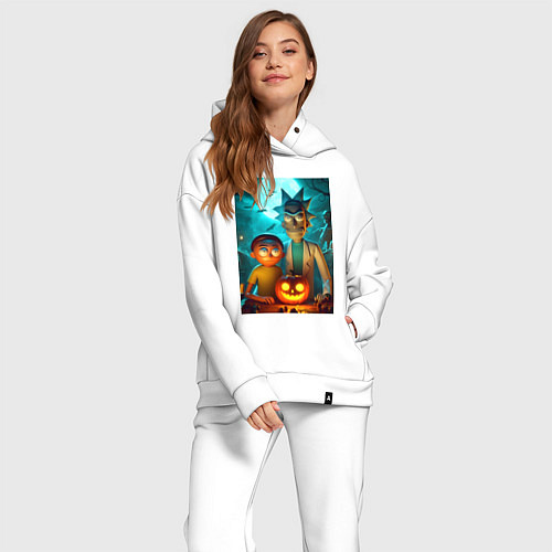 Женский костюм оверсайз Rick and Morty with pumpkin - halloween night / Белый – фото 2