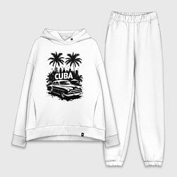 Женский костюм оверсайз Ретро-Куба пальмы и автомобиль