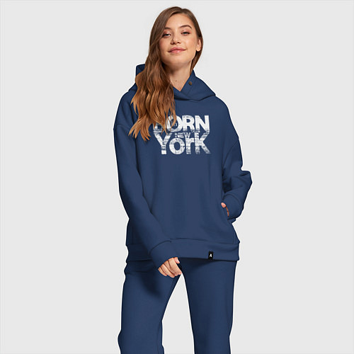 Женский костюм оверсайз Рождён в Нью-Йорке / Тёмно-синий – фото 2