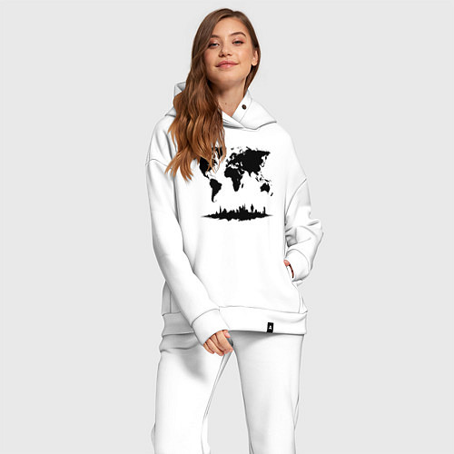 Женский костюм оверсайз Мир в тени города / Белый – фото 2