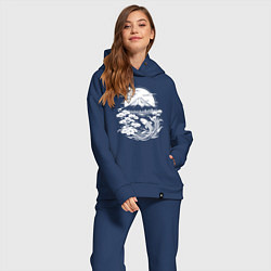 Женский костюм оверсайз Фудзи и карп кои, цвет: тёмно-синий — фото 2