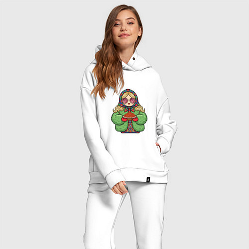 Женский костюм оверсайз Матрешка Русская / Белый – фото 2