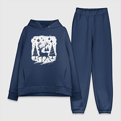 Женский костюм оверсайз Олень в новогоднем лесу