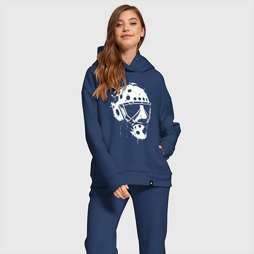 Женский костюм оверсайз Белая хоккейная маска / Тёмно-синий – фото 2